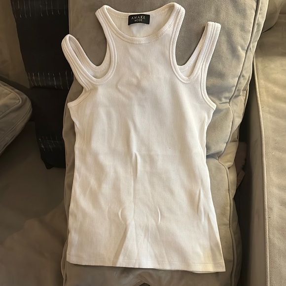White Ribbed Tank Top - Picture 1 of 4